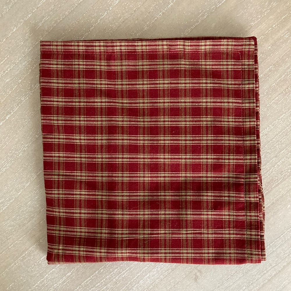 Red Plaid Fabric pillow covers 18” Square set of 4
